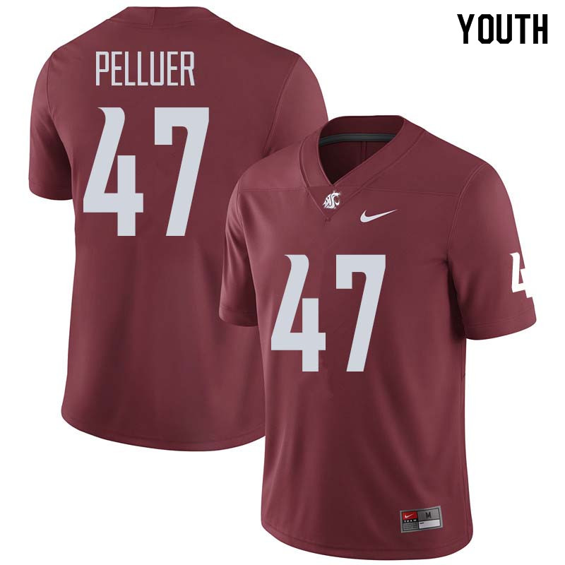 Youth #47 Peyton Pelluer Washington State Cougars College Football Jerseys Sale-Crimson